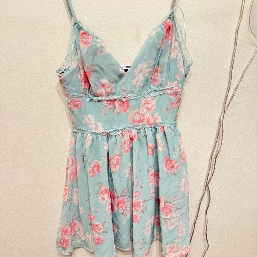 Fashion Nova Floral Mini Dress - Sage- small